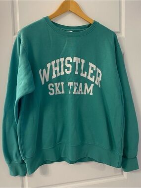 Pacific & Co Whistler Ski Team Teal Crew Neck Sweater Women’s Small Oversized